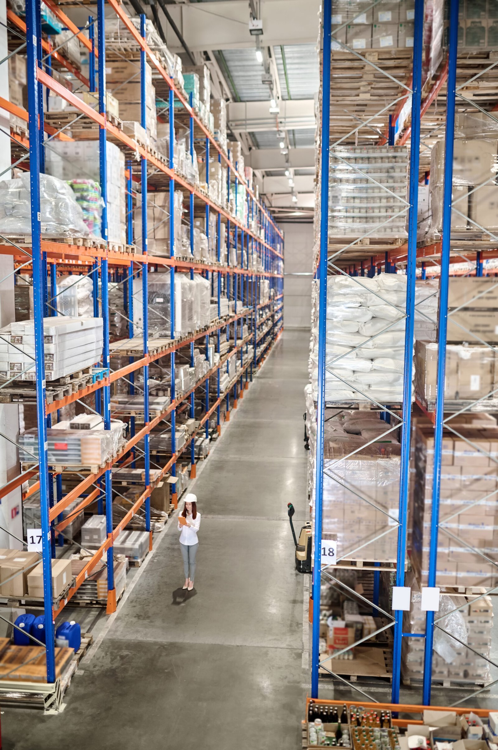 Modern warehouse facility exterior with loading docks